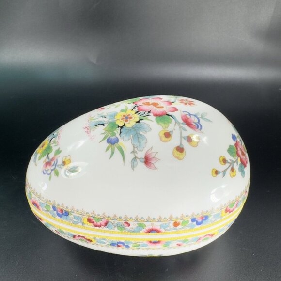 COALPORT MING ROSE Egg Shape Bone China Trinket Box England Floral Pattern VTG - Picture 13 of 16